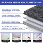 Striped Grey Bathroom Rug Mat 32"X20" Ultra Soft, Non Slip Chenille Bath Rugs, Absorbent Plush Shaggy Bath Mats For Bathroom, Bedroom, Kitchen, Shower, Tub,Deep Grey