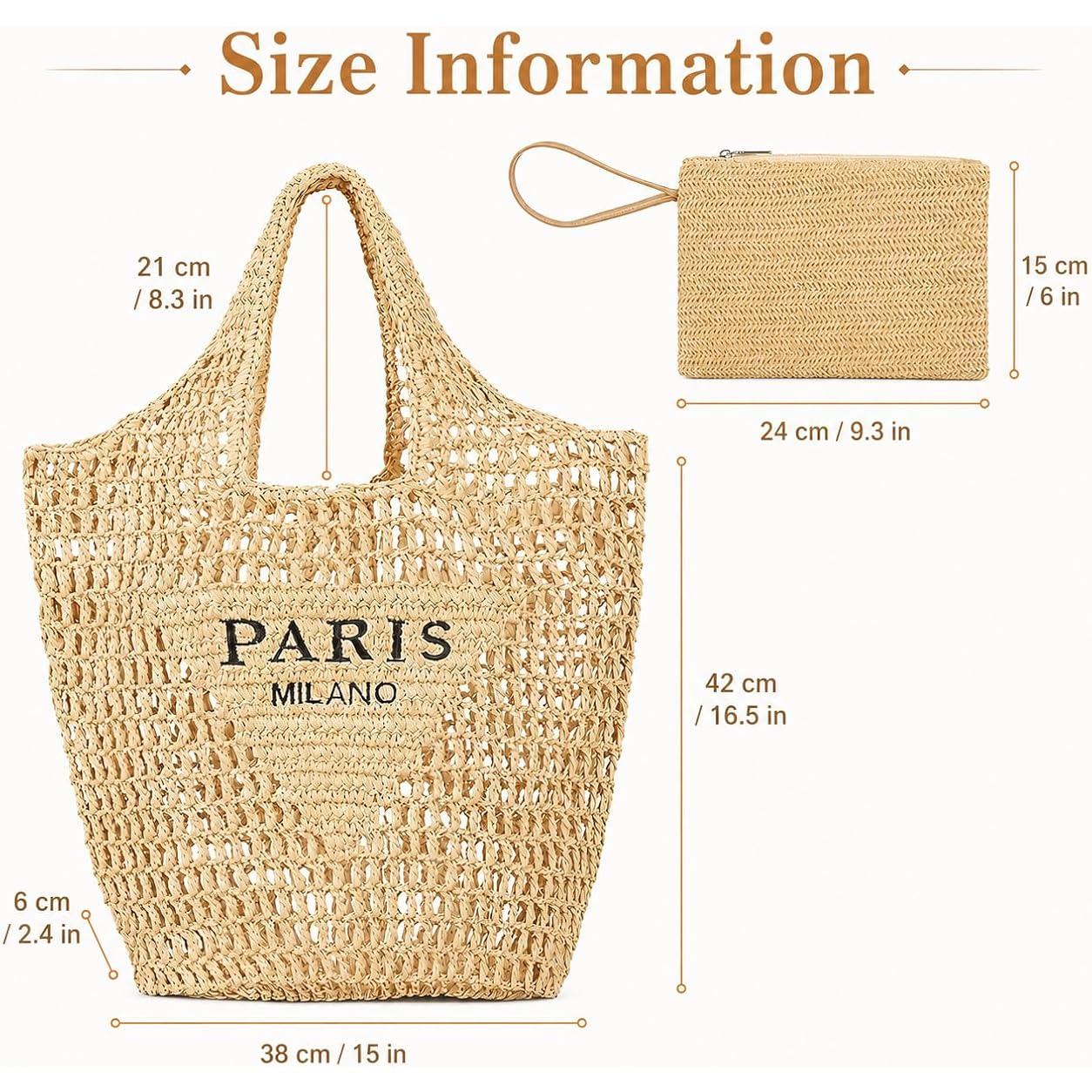 Qzunique Women Straw Woven Bag Summer Shoulder Bag Beach Purse Hobo Vacation Straw Clutch Handbag