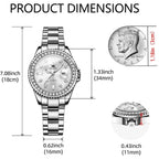 Olevs Quartz Watch Women Silver Stainless Steel Waterproof Luminous