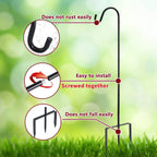 2 Pack Shepherd Hook, Black, 31 Inch, Adjustable Height, 1/2" Thick | Protected By U.S. Patent, Ideal For Hanging Solar Lights, Lanterns,Bird Feeders Flower Baskets & Wind Chimes
