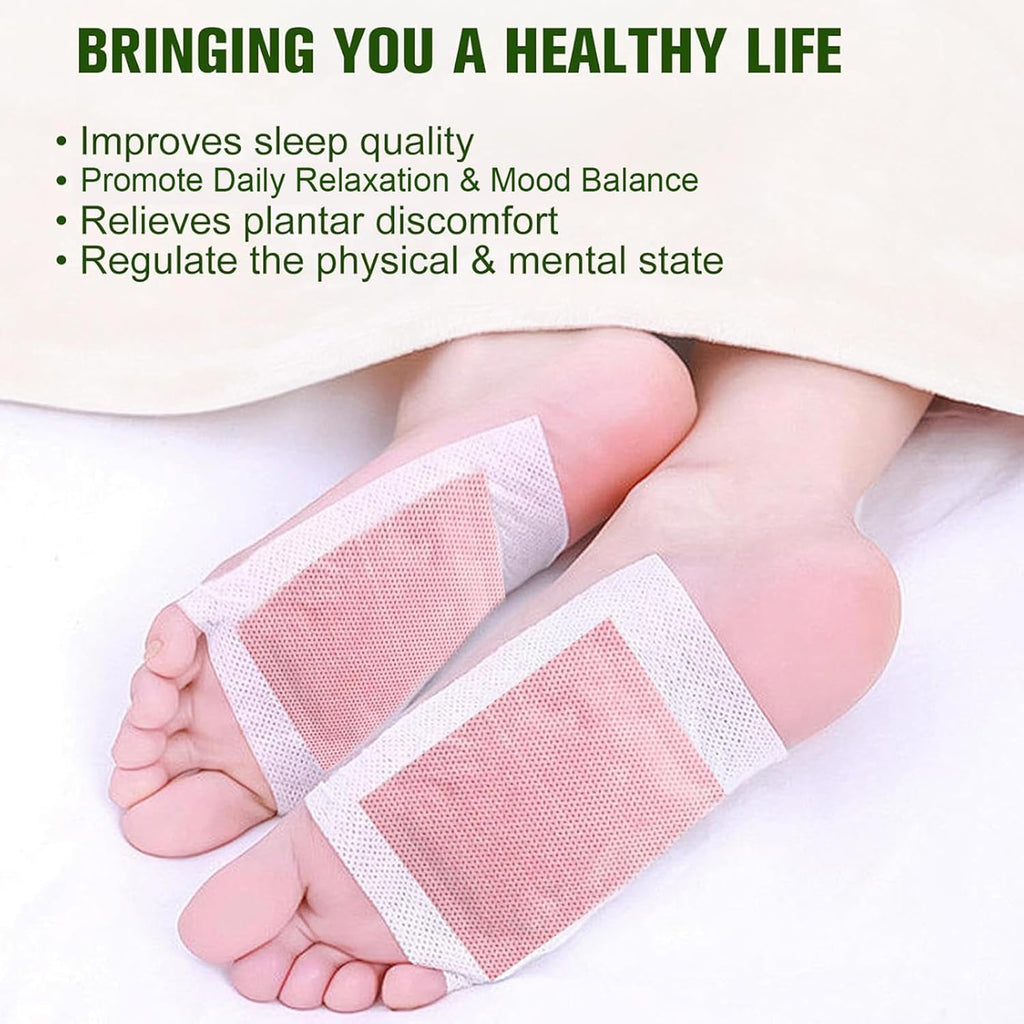 10PCS Deep Cleansing Foot Pads, Adhesive Sheets for Foot and Body Care Better, Natural Ginger Powder Bamboo Vinegar Foot Patches, Relieve Stress, Improve Sleep and Relaxation