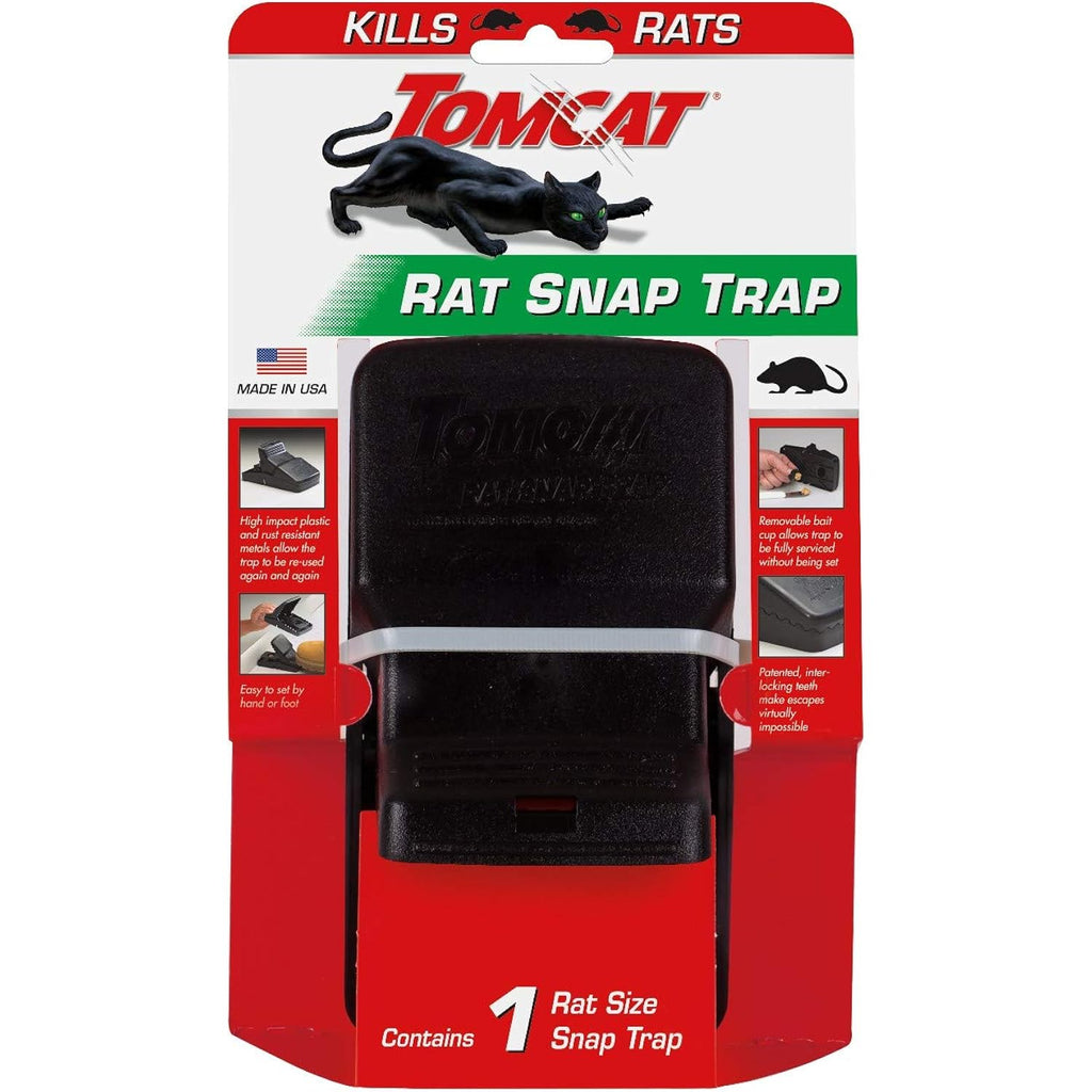 Tomcat Rat Snap Trap, 1 Rat Size Trap | Reusable - Effectively Kill Rats - Ideal For Home And Farm Use