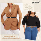 2 Pack Women Leather Belts for Jeans Dress Fashion Ladies Belt with Gold Silver Buckle