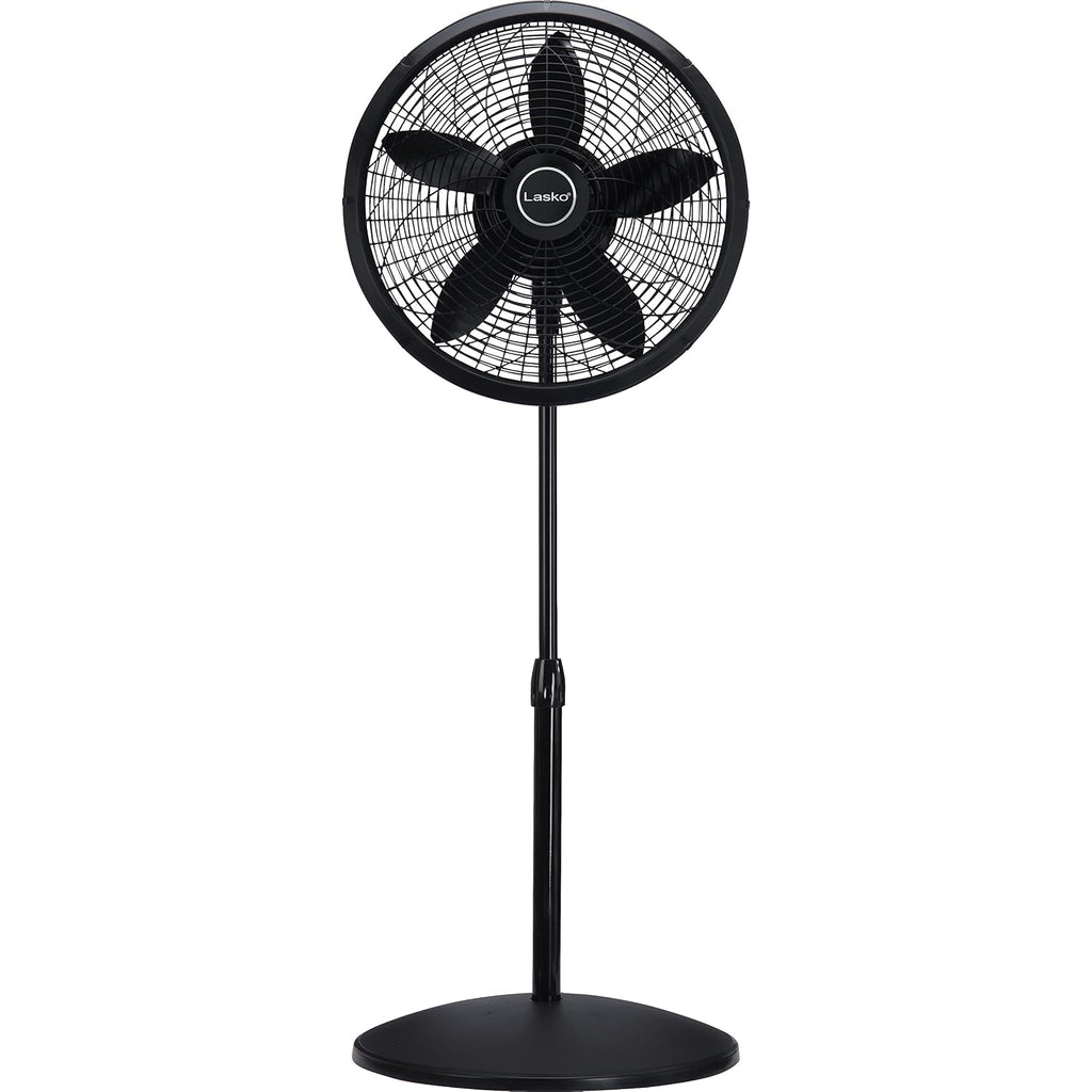 Lasko Pedestal Fan, Oscillating Fan For Bedroom With Adjustable Height And 3 Cooling Speeds, Portable, 18", Black, 1827