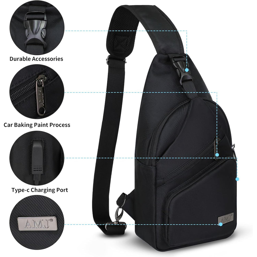 Crossbody Sling Bag Men Women, Casual Shoulder Backpack, Chest Daypack Satchel For Hiking Travel