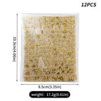 12 Sheets Gold Star Nail Art Stickers 3D Self Adhesive Flower Heart Letter Number Nail Decals Gold Metal Star Nail Art Supplies Manicure Decorations for Women Acrylic Nails DIY Accessories