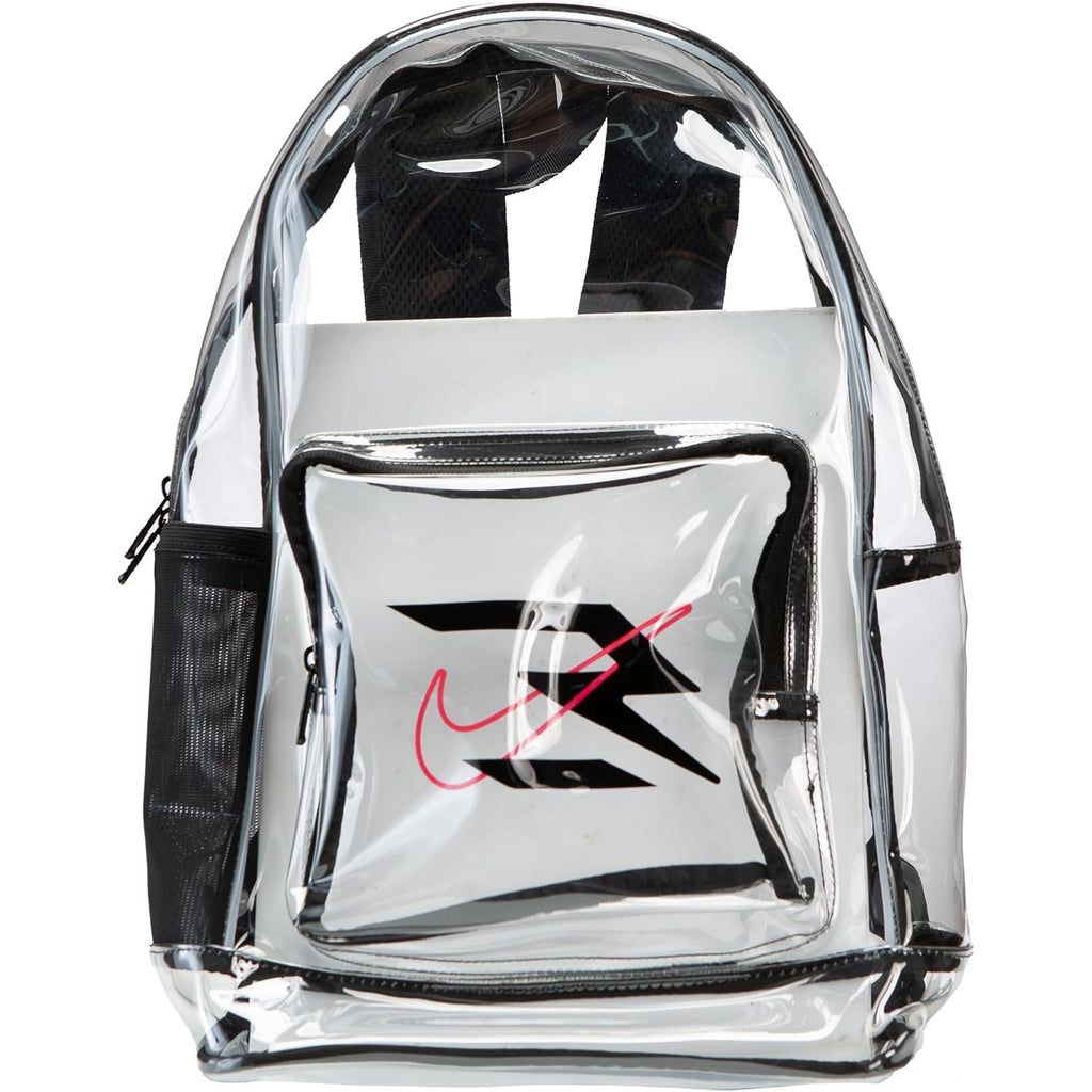 Nike 3 Brand Clear Backpack - Black - One Size (23L) | See Through School Bookbag For Boys, Girls, Men, Women. Zip Main Compartment, Side Mesh Bottle Pocket, Padded Shoulder Straps