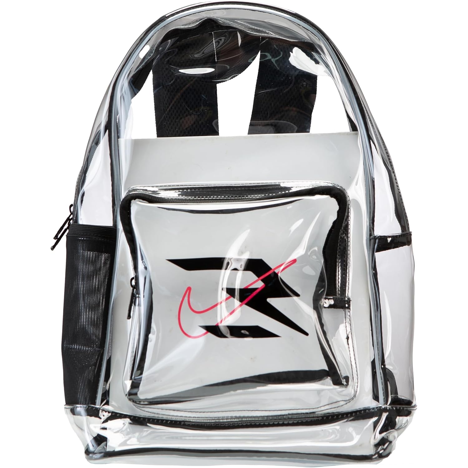 Nike 3 Brand Clear Backpack - Black - One Size (23L) | See Through School Bookbag For Boys, Girls, Men, Women. Zip Main Compartment, Side Mesh Bottle Pocket, Padded Shoulder Straps