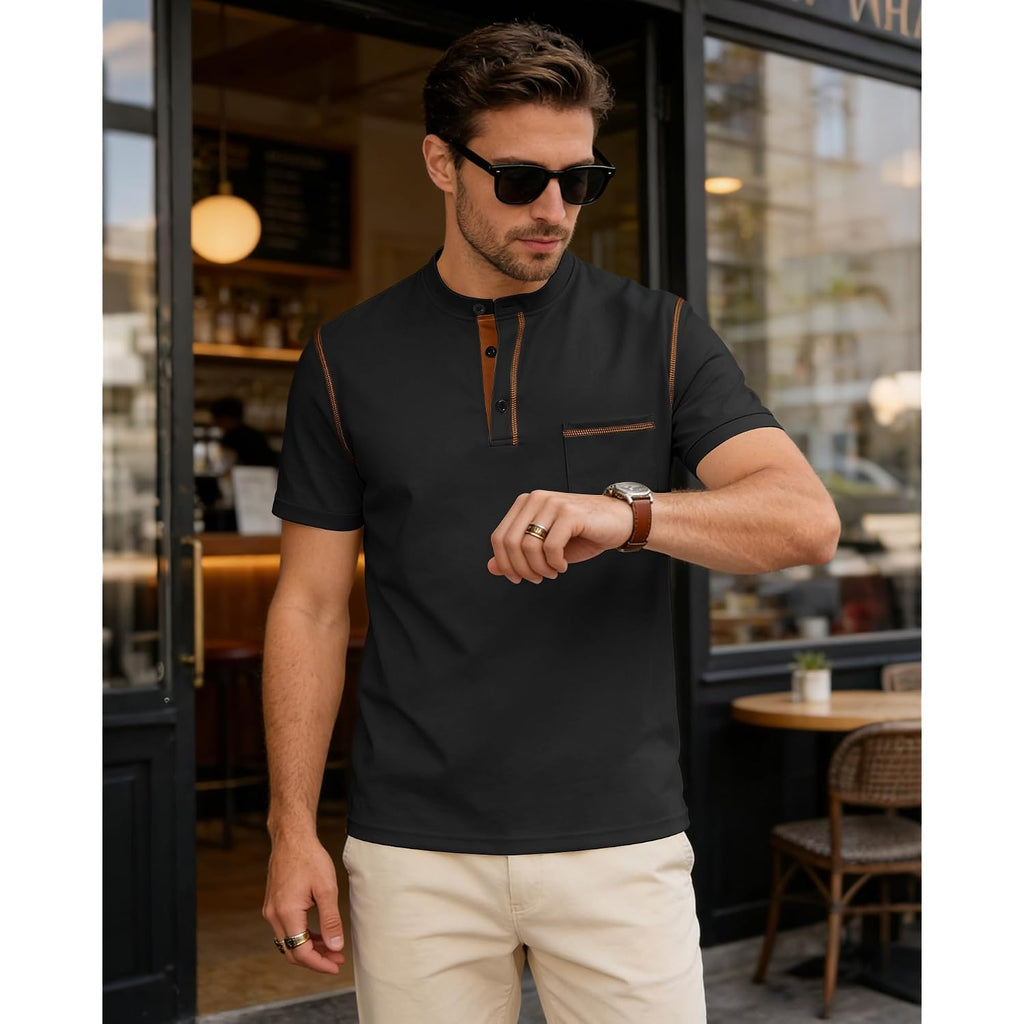 Men'S Henley Shirt Short Sleeve T-Shirt Casual Top Pullover Summer Lightweight Tee Shirts With Button