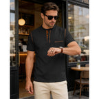 Men'S Henley Shirt Short Sleeve T-Shirt Casual Top Pullover Summer Lightweight Tee Shirts With Button