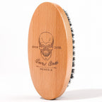 Boar Bristle Hair Beard Brush for Men, Pocket Travel Men's Wooden Small Soft Beard Brush (Skull)