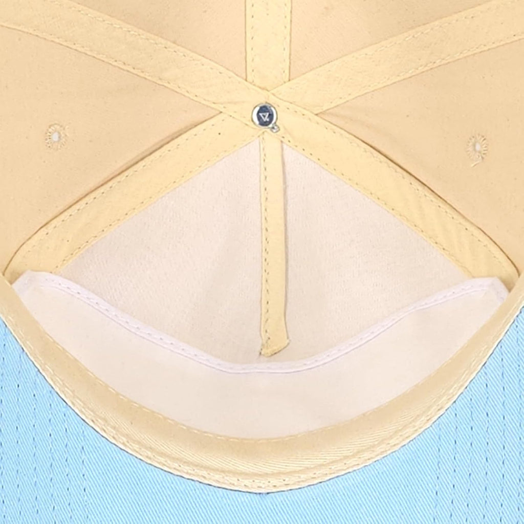 Classic A-Frame Two Tone 5-Panel Snapback Hat, Semi-Structured Pinch Front Baseball Cap, Adjustable Fit, Blank for Custom Stone Baby Blue