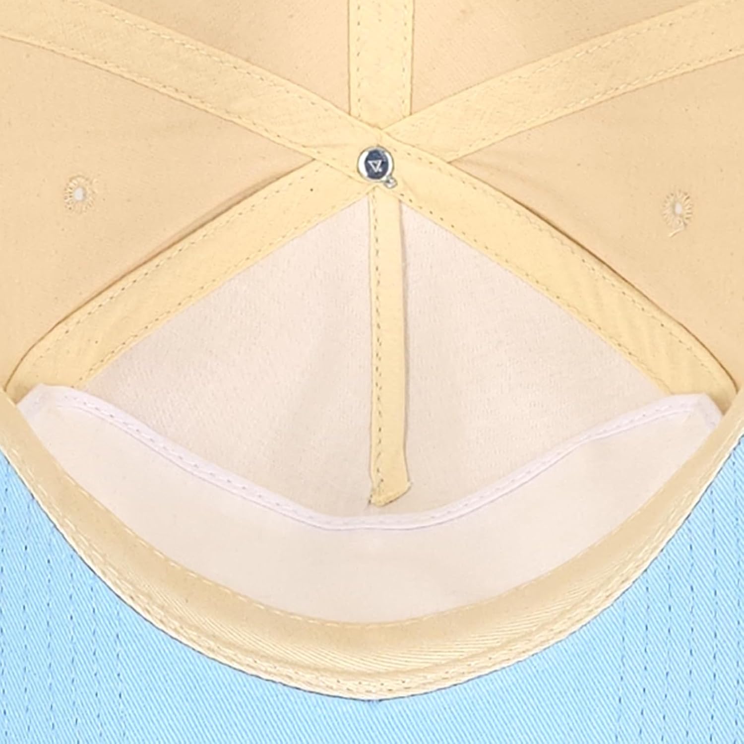 Classic A-Frame Two Tone 5-Panel Snapback Hat, Semi-Structured Pinch Front Baseball Cap, Adjustable Fit, Blank for Custom Stone Baby Blue