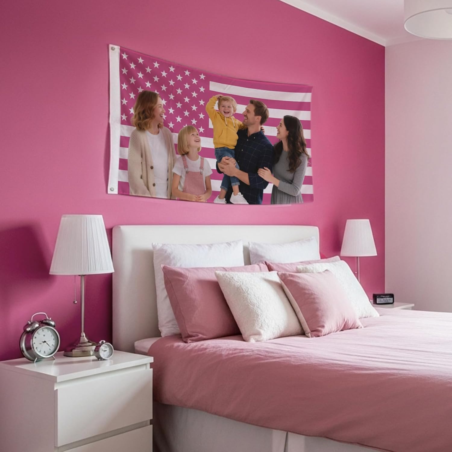 Custom Pink American Flag 3X5 Ft Outdoor, Personalize Print Your Own Text/Photo/Logo, Customized Flags For Outside, Design Your Image For Funny Tapestry Poster Banners