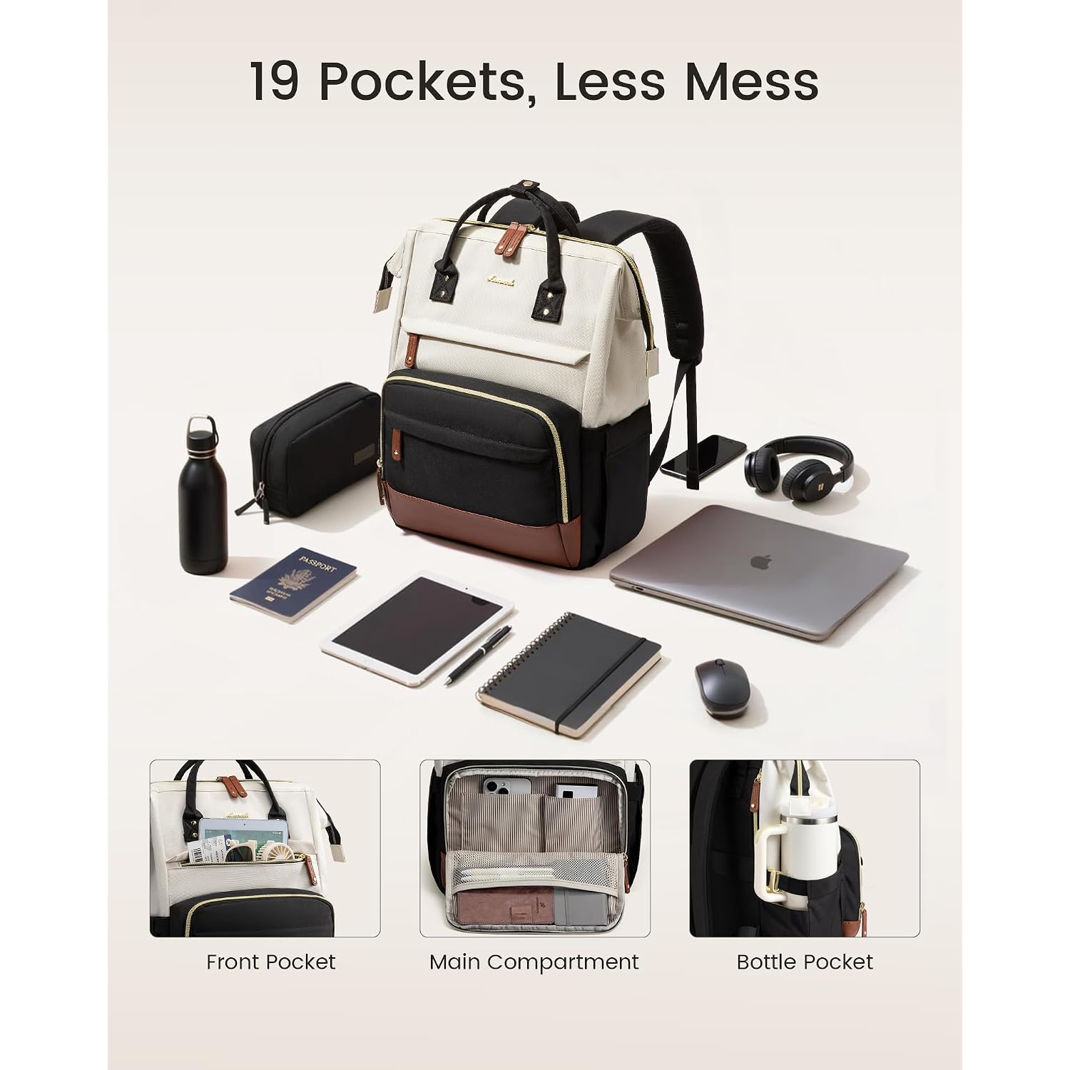 Lovevook Laptop Backpack For Women, 15.6 Inch Work Business Backpacks Purse With Large Capacity, Waterproof Nurse Bag College Bookbag For School, Waterproof Casual Daypack For Travel