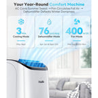 14,000 Btu Portable Air Conditioner With Wifi & Remote Control, Cools Up To 700 Sq.Ft, Auto-Evaporation Low Noise Portable Ac Unit For Large Room, Office, Garage, White