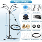 6-Nozzle Adjustable Standing Misters For Outside Patio - Stand Misting System For Cooling Outdoor Areas, Easy To Install & Maintain, Custom Coverage, Durable For Backyard Use.
