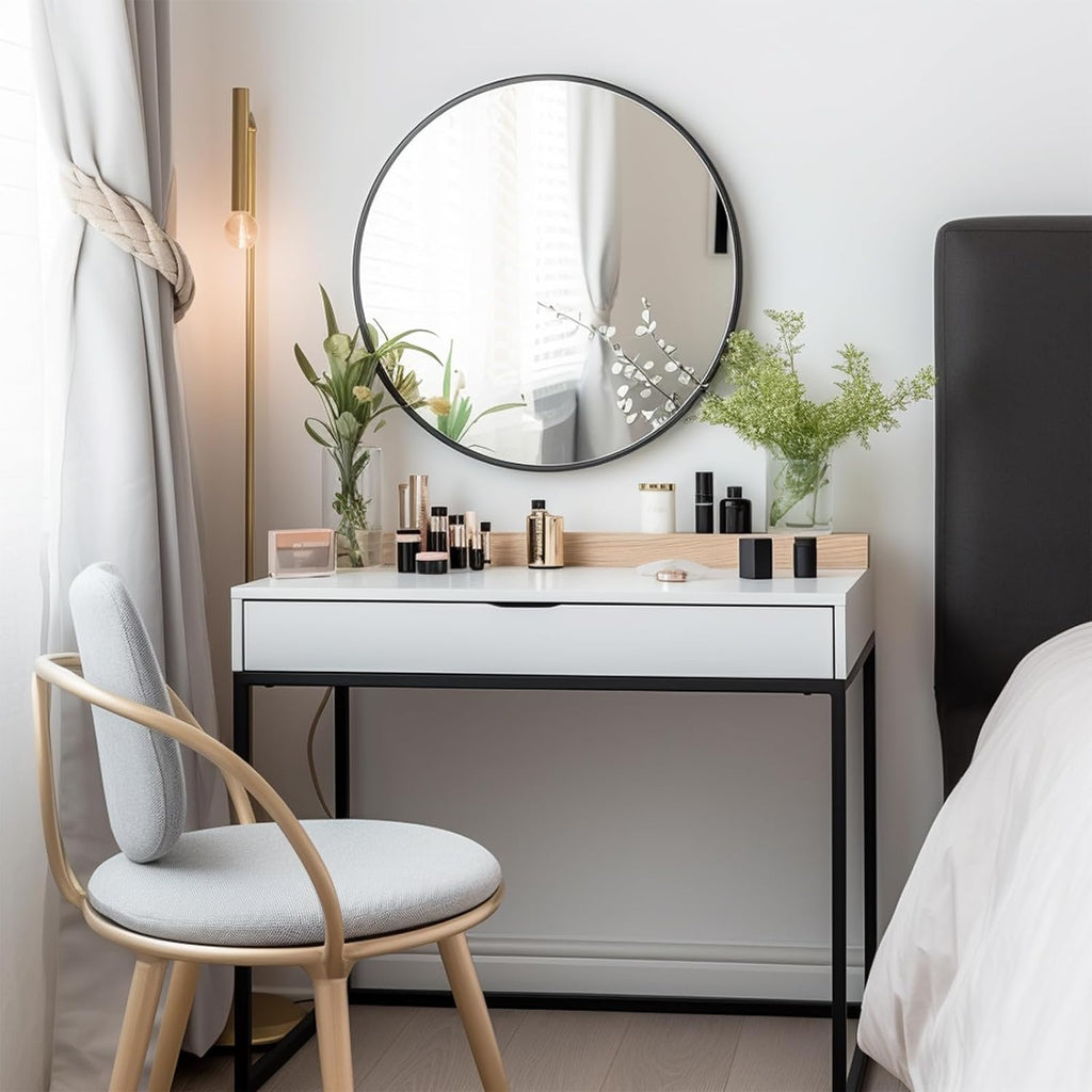 Black Round Mirror 32 Inch Circle Mirror For Bathroom Vanity, Entryway, Living Room, Round Bathroom Mirror For Wall