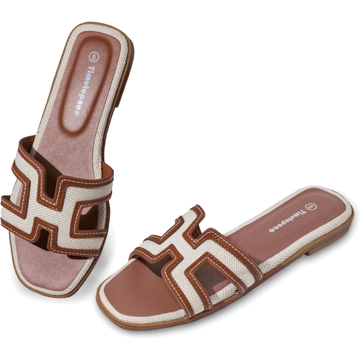H Flat Sandals For Women Dressy Lightweight Comfortable Slide Sandal Fashion Summer Trendy Casual Slip-On Shoes