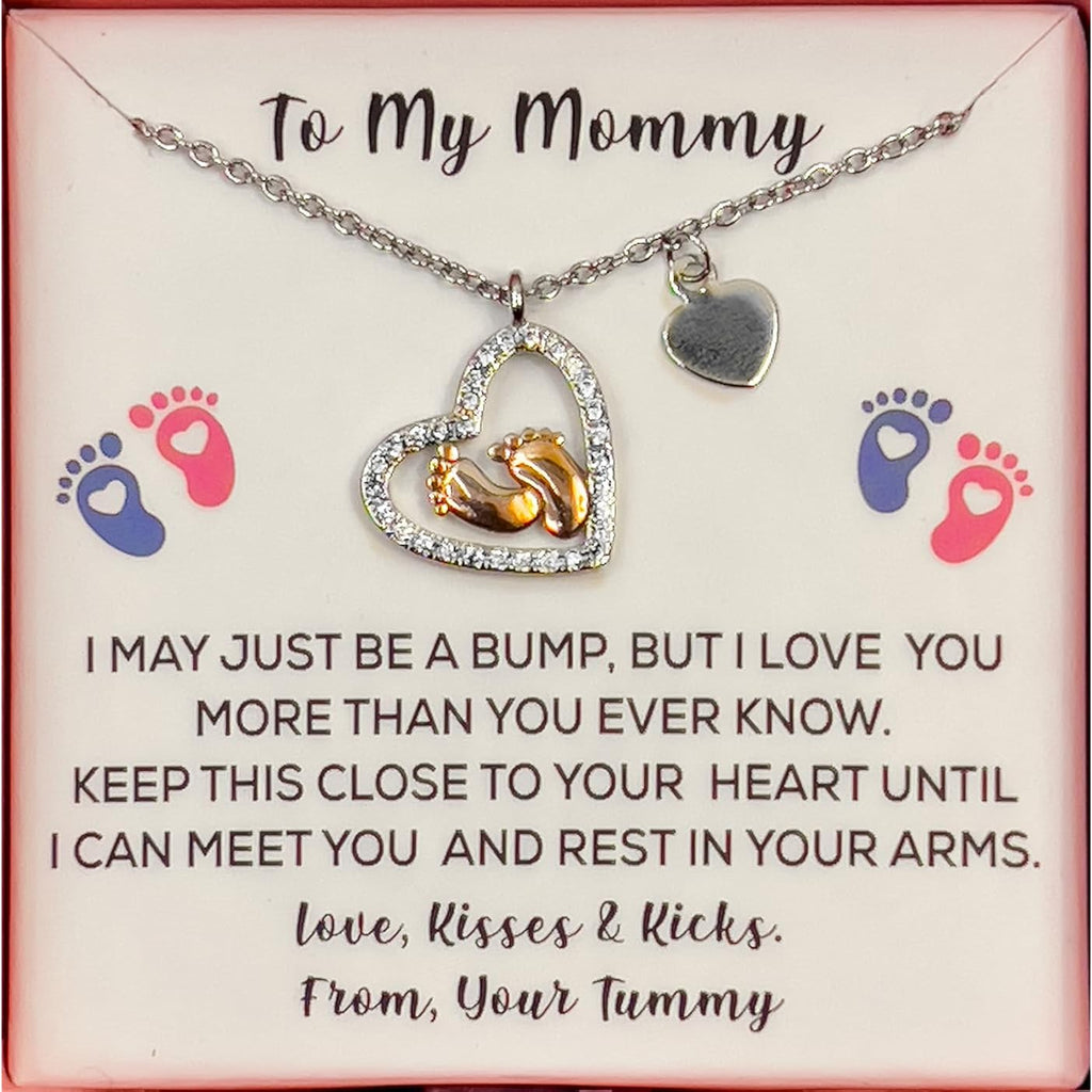 Mothers Day Gifts,Gifts For moms,Mommy To Be Sterling Silver Baby Feet Necklace,Expecting Mom Gift