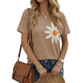 Dokotoo Summer Tops for Women 2026 Flower Embroidery Short Sleeve T-Shirts Crewneck Casual Loose Basic Tee Blouses