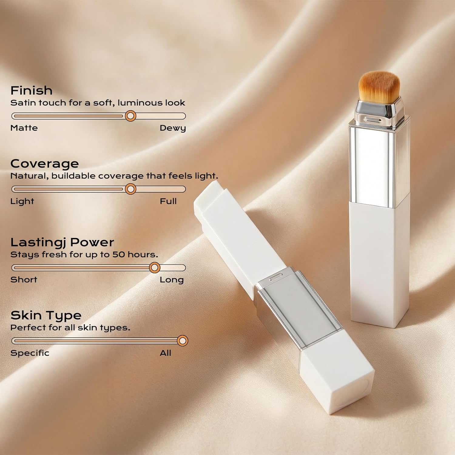 Blanc Cover Cream Stick V - Color Changing Foundation Stick with Volufiline - Hydrating Concealer Base Makeup, Dual-Ended with Built-in Brush, Portable for Daily Use (Natural)
