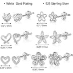 ALEXCRAFT Small Gold Stud Earrings - 6 Pairs Cute Heart Studs for Women - Cubic Zirconia - Hypoallergenic - Pack