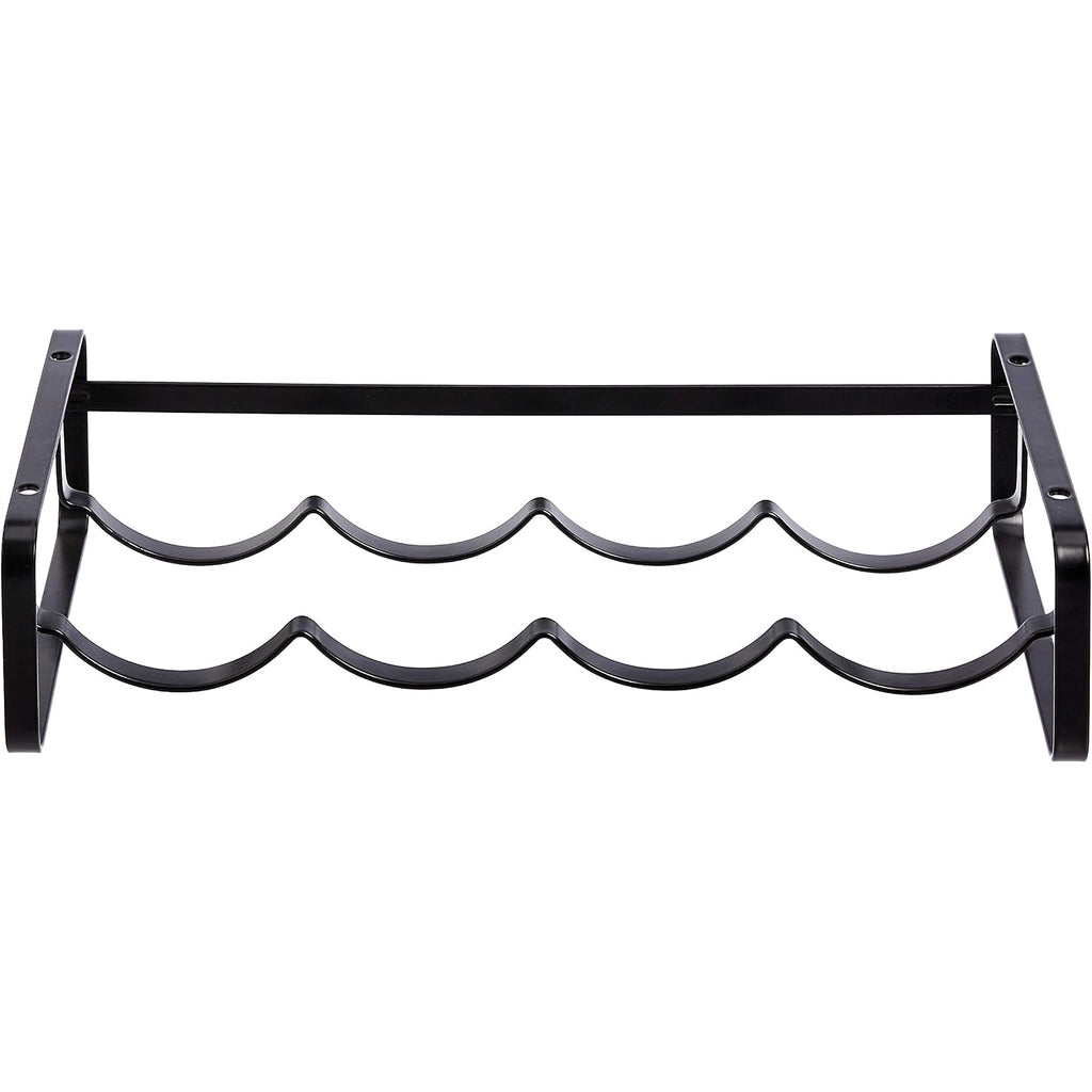 Amazon Basics Tabletop Stackable 4-Bottle Metal Wine Rack, Wine Storage, Space Saving, No Assembly Required, 3.74"D X 15.75"W X 7.87"H, Black