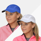 TrailHeads Women's Race Day Performance Running Cap, Lightweight & Quick Drying Mesh Sports Hat with Reflective Trim White-cool Blue