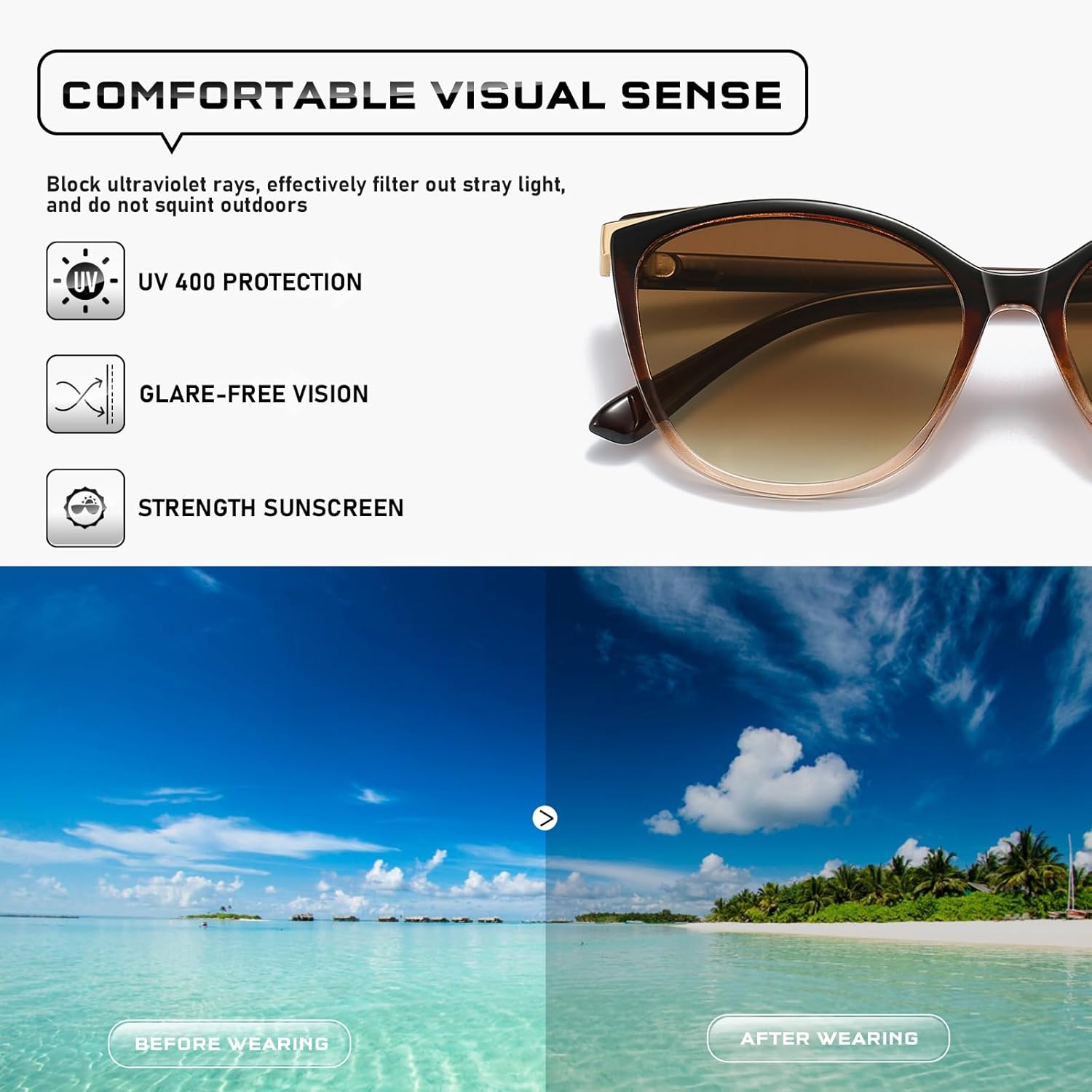Trendy Cat Eye Sunglasses for Women Fashion Cateye UV400 Protection Glasses CL22017