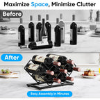 Countertop Wine Rack - 7 Bottles Metal Small Wine Rack Wine Bottle Holder Storage Space Saving For Home Kitchen Bar Tableop Cabinet Pantry