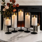 Homemory Christmas Fall Candle Holders for Pillar Candles Set of 5 (5, Black)