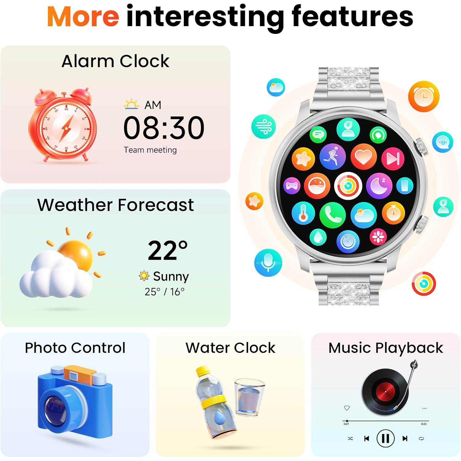 Hwagol Smart Watches for Women Android Phones iPhone Compatible(Bluetooth Call),1.39'' Round Fitness Tracker Heart Rate/Sleep Monitor,100+Sport Modes Pedometer