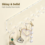 Acrylic Necklace Holder 2 Pack Wall Mounted Necklace Organizer Hanging Jewelry Organizer With 12 Hooks For Necklaces, Bracelets, Rings And Bangles Display