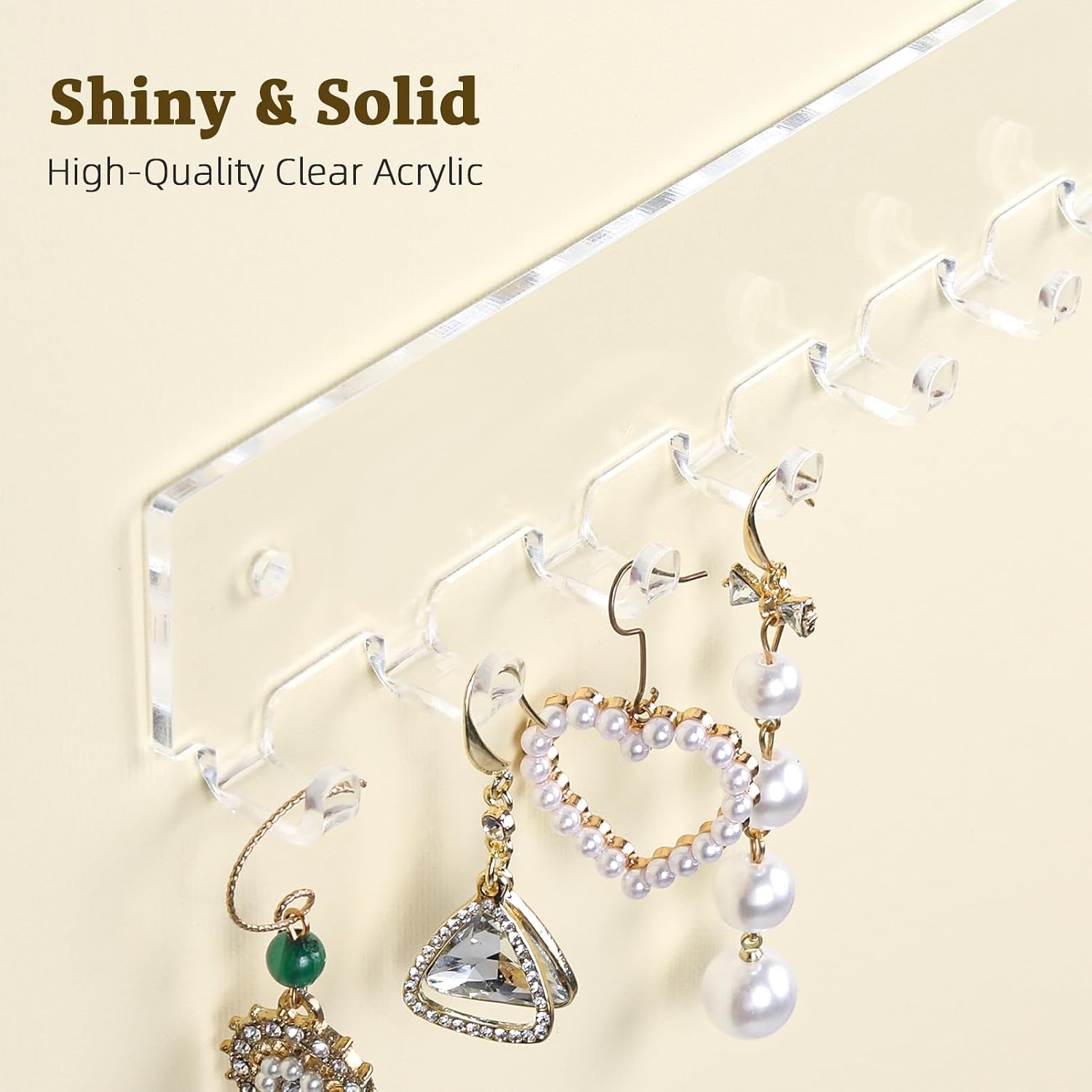 Acrylic Necklace Holder 2 Pack Wall Mounted Necklace Organizer Hanging Jewelry Organizer With 12 Hooks For Necklaces, Bracelets, Rings And Bangles Display