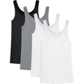Women's Originals Ribbed Tank Pack, Soft Cotton Rib Tank Tops for Women, 4-Pack