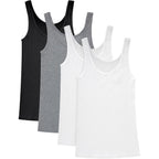 Women's Originals Ribbed Tank Pack, Soft Cotton Rib Tank Tops for Women, 4-Pack