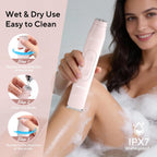 Bikini Trimmer for Women, 2 in 1 Electric Razors for Shower&Travel, IPX7 Waterproof Pubic Hair Remover for Underarm, Legs & Bikini Area, Painless Razor,Hypoallergenic Foil & Ceramic Blades