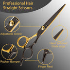 15 Pcs Hair Cutting Scissors Professional, Thinning Shears For Hair Cutting, Black Gold Stainless Steel Barber Scissors, Lengnoyp Haircut Scissors Hair Cutting Kit For Women, Men