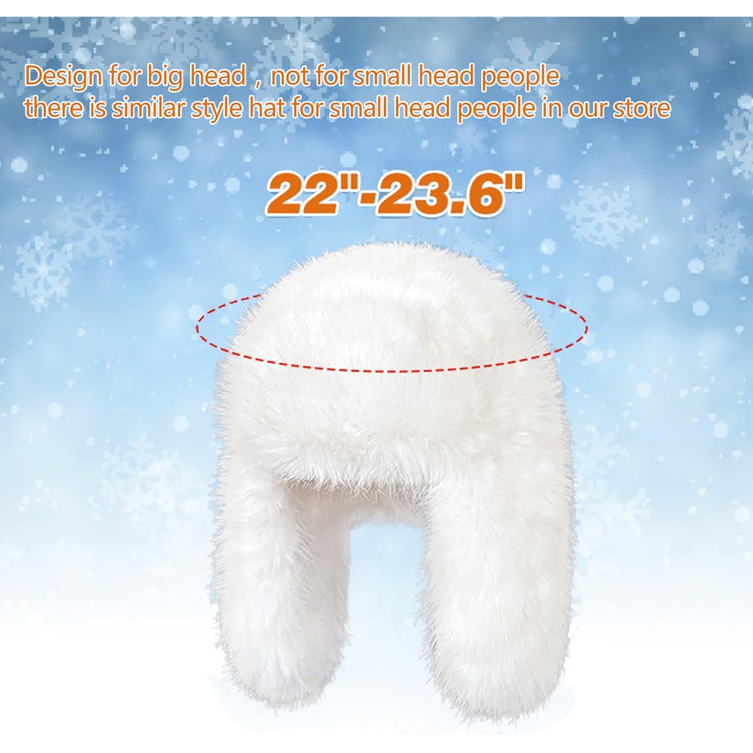Peicees Oversized Fur Trapper Hat for Women Ladies Russian Ushanka Furry Winter Hat with Ear Flaps Fuzzy Warm Black White XL