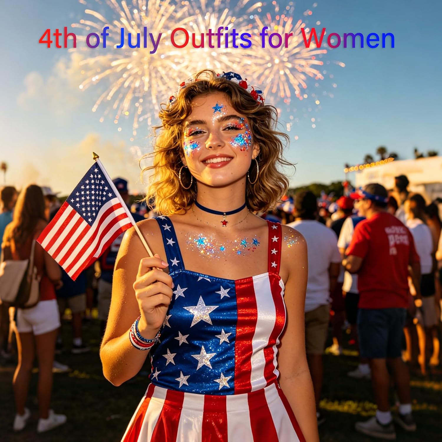 Aroic Body Glitter Stick- 6 Pack Patriotic Red White And Blue Face& Hair Glitter, 4Th Of July Outfits Rave Accessories, Usa Flag Sparkling Face Makeup For Women Independence Day Festival Concert Party