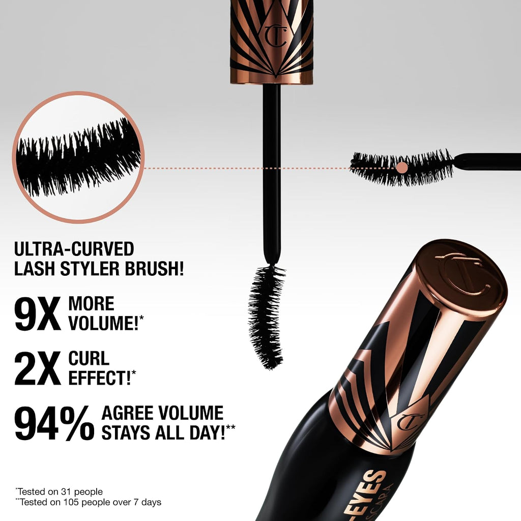 Charlotte Tilbury Exagger-Eyes Instant Volume Mascara Makeup – Volumizing, Lengthening, No‑Clump Mascara With 28‑Hour Smudge‑Proof & Flake‑Proof Wear – All Day Wear Formula