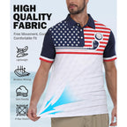 Mens American Falg Polo Shirts Short Sleeve Performance Patriotic Shirt Funny Golf Shirt