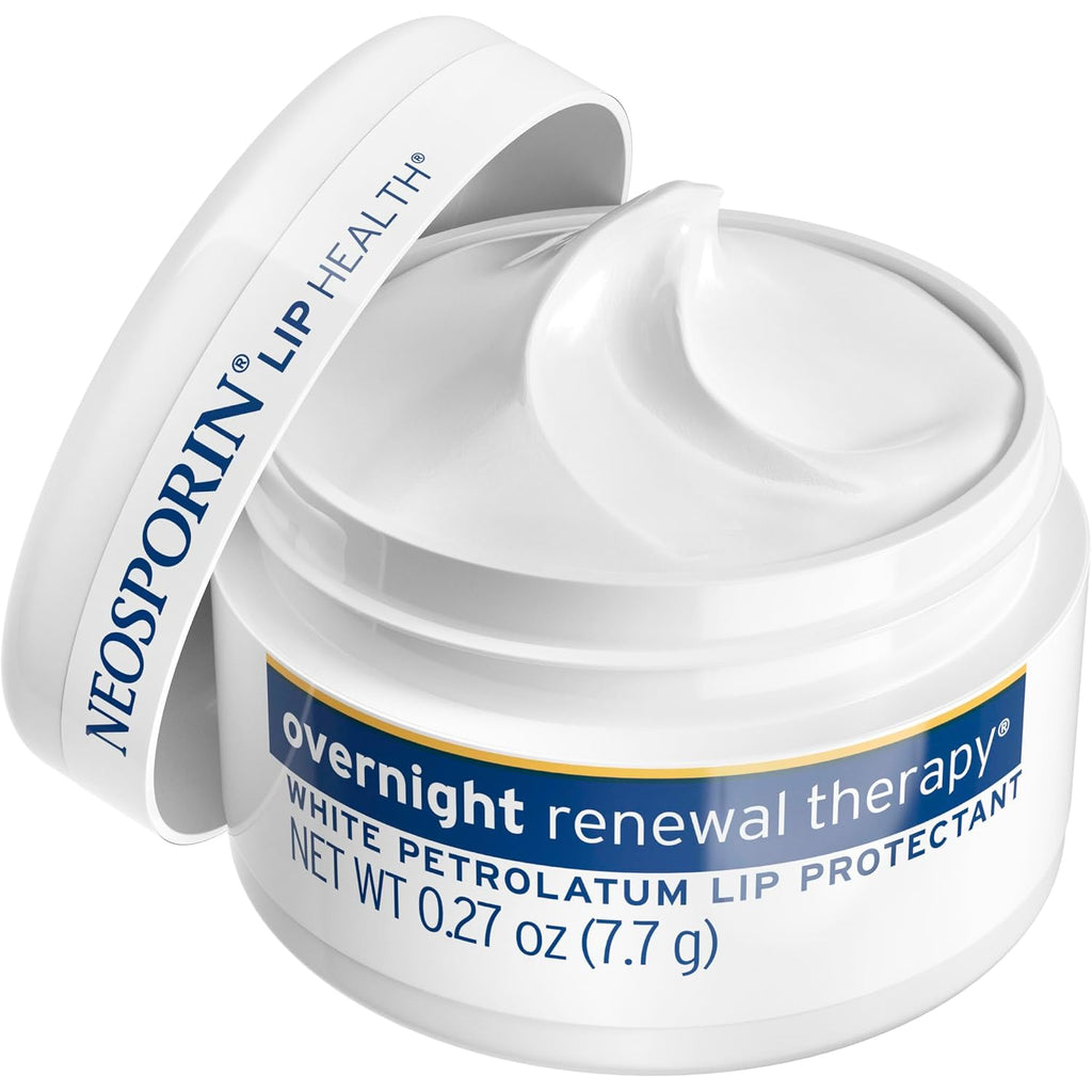 Neosporin Lip Health Overnight Renewal Therapy White Petrolatum Protectant And Moisturizer To Nourish & Repair Dryness, Helps Relieve, Prevent, Hydrate, & Protect, 0.27 Oz, 2 Pack