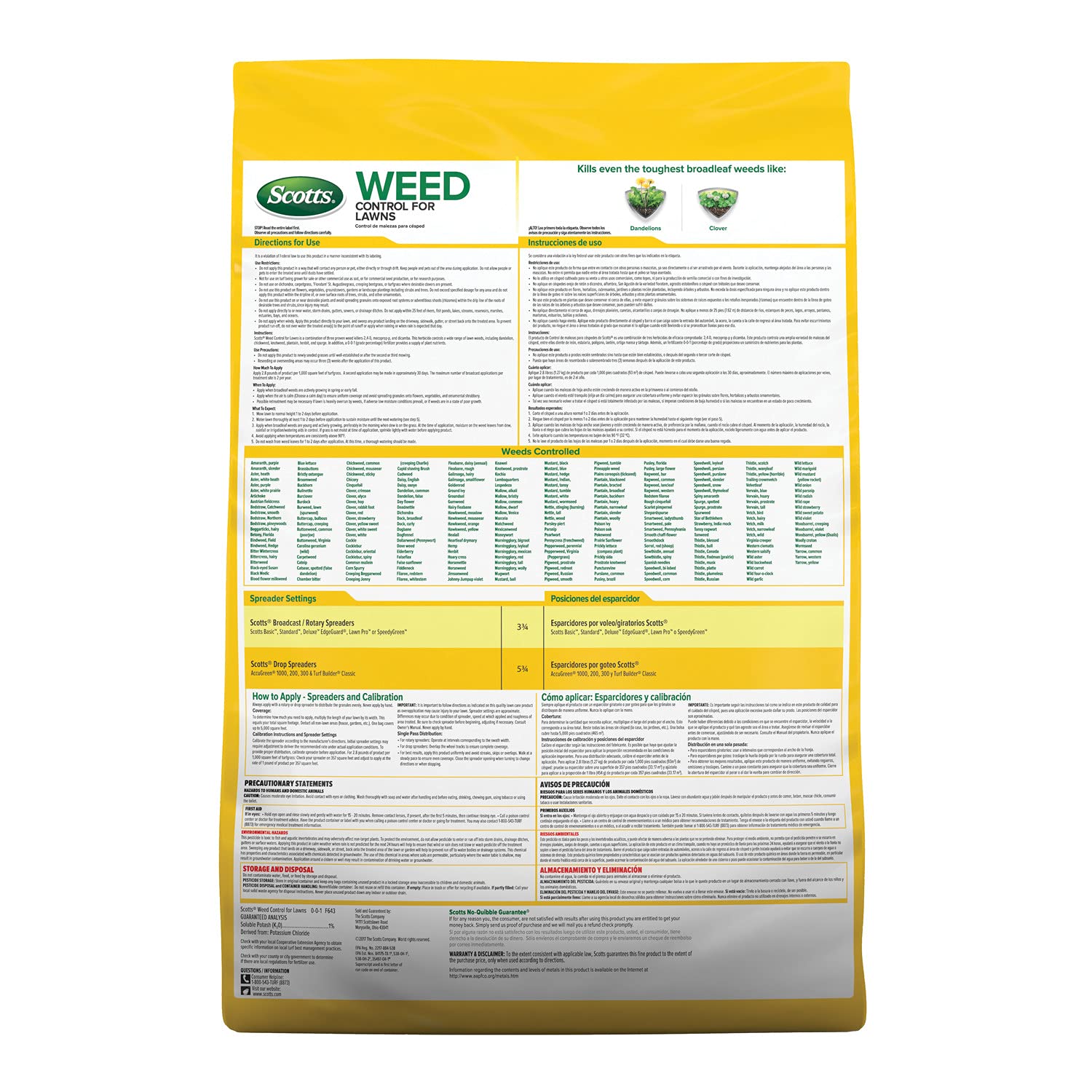 Scotts Weed Control For Lawns, 14 Lbs. | Weed Killer For Lawns, Kills Over 200 Types Including Dandelion And Clover, Covers 5,000 Sq. Ft.
