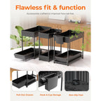 Sevenblue 3 Pack Under Sink Organizers,2-Tier Multi-Use Kitchen and Bathroom Organizers and Storage with Sliding Drawers,Bathroom Cabinet Organizer (Black,12.8 Inch)