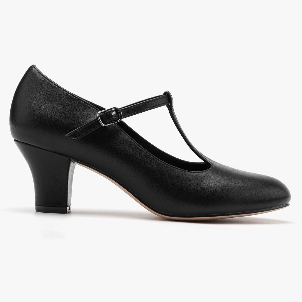 Stelle 2.5" T-Strap Character Shoes For Women | 2.5-Inch Heel, T-Strap, Cushioned Insole, Rubber Outsole, Adjustable Buckle, Stable Fit