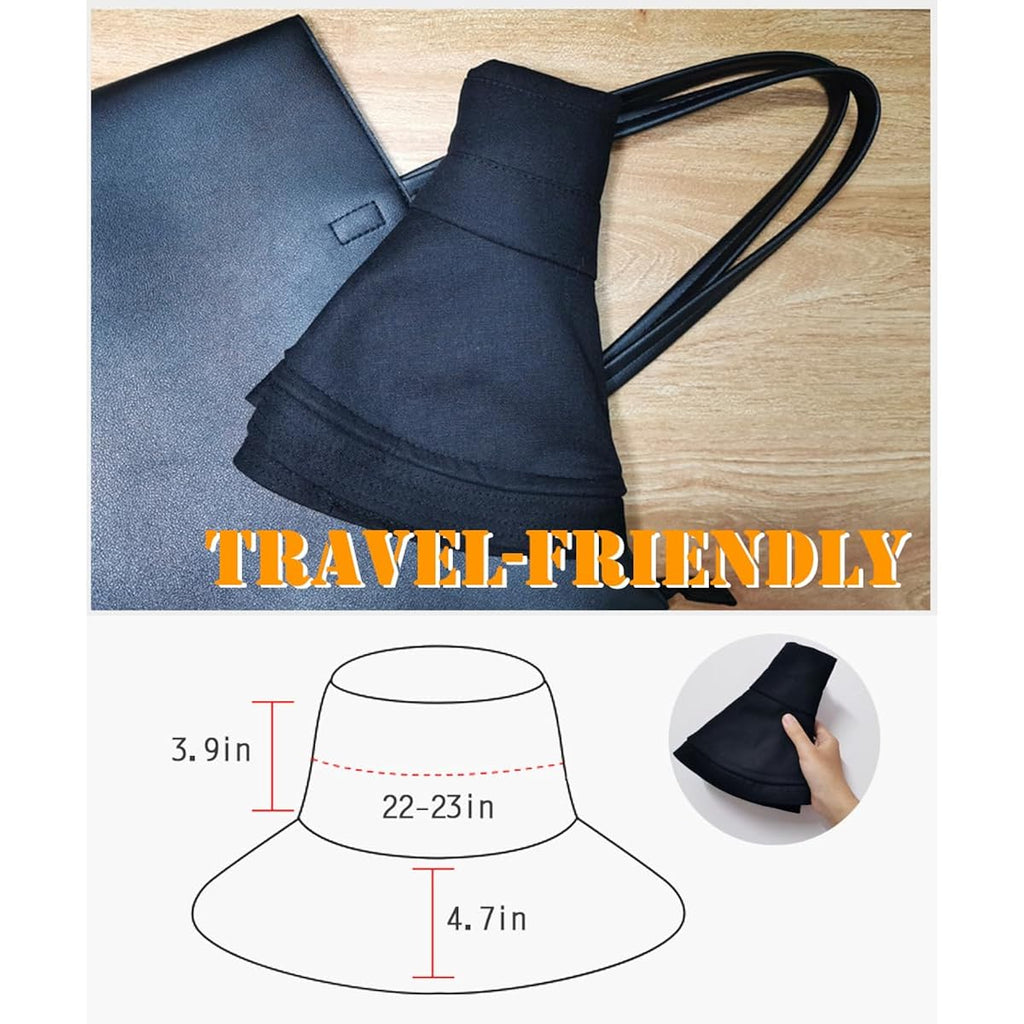Wide Brim Sun Hat for Women, UV Protection Bucket Hat with Adjustable Strap, Packable Travel Friendly Summer Hat