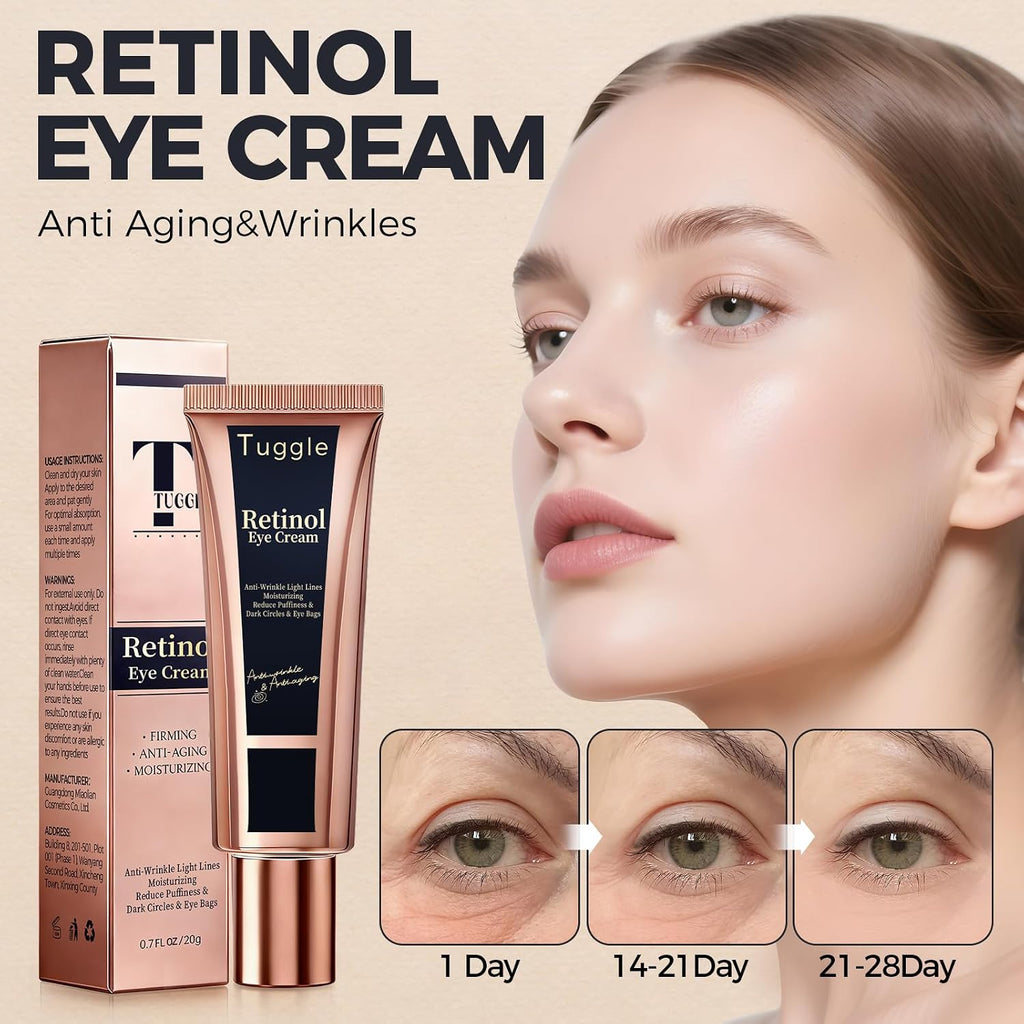 Retinol Under Eye Cream – Anti Aging Eye Cream For Puffiness And Bags Under Eyes & Wrinkles, Firming And Moisturizing, Gentle Formula For Men & Women To Reduce Dark Circles 0.7 Fl.Oz