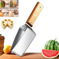 Triangle Watermelon Cutter, Stainless Steel Watermelon Slicer, Stainless Steel with Wooden Handle for A Wide Variety Watermelon, Cantaloupe, Honeydew, Apples, and More